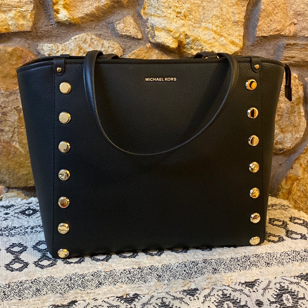 Michael Kors Holly grab tote leather black zipper
